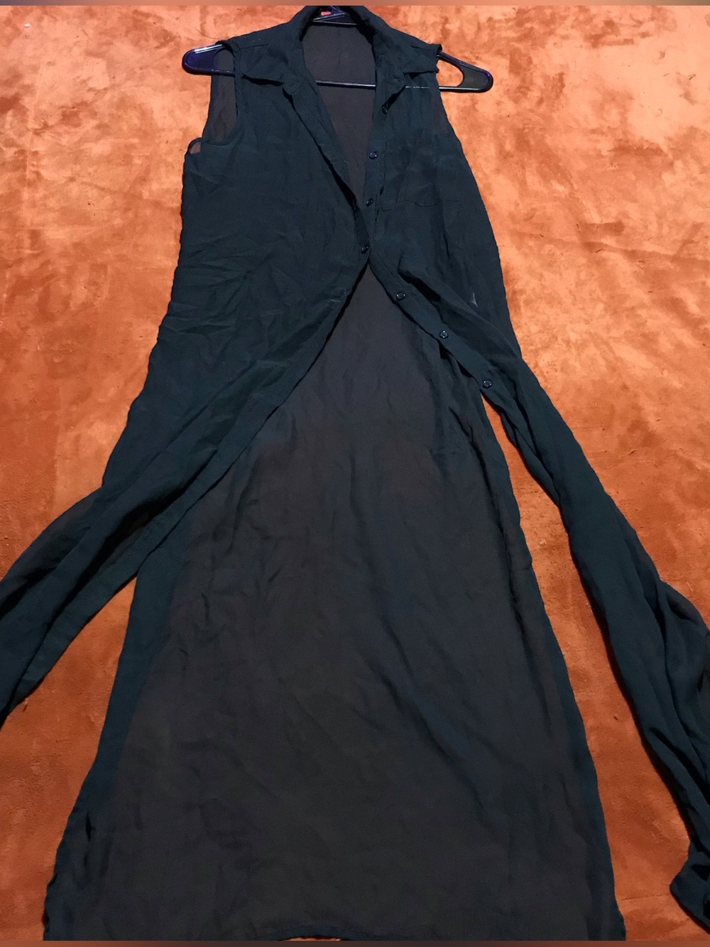 Vintage Bongo black sheer sleeveless duster